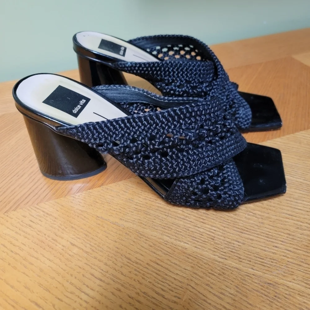 Dolce Vita, Black crochet front high heel sandal, Size 81/2M